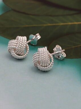 LE CALLA 925 Sterling Silver Love Knot Stud Earrings